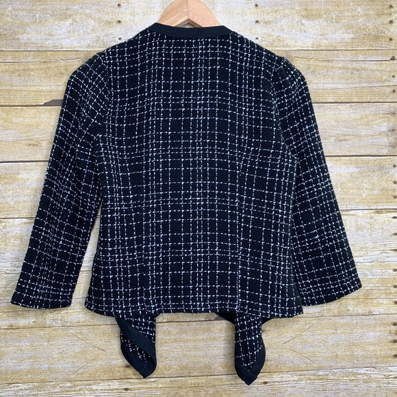 Forever 21 Open Front Cardigan Blazer Black White - Picture 2 of 4